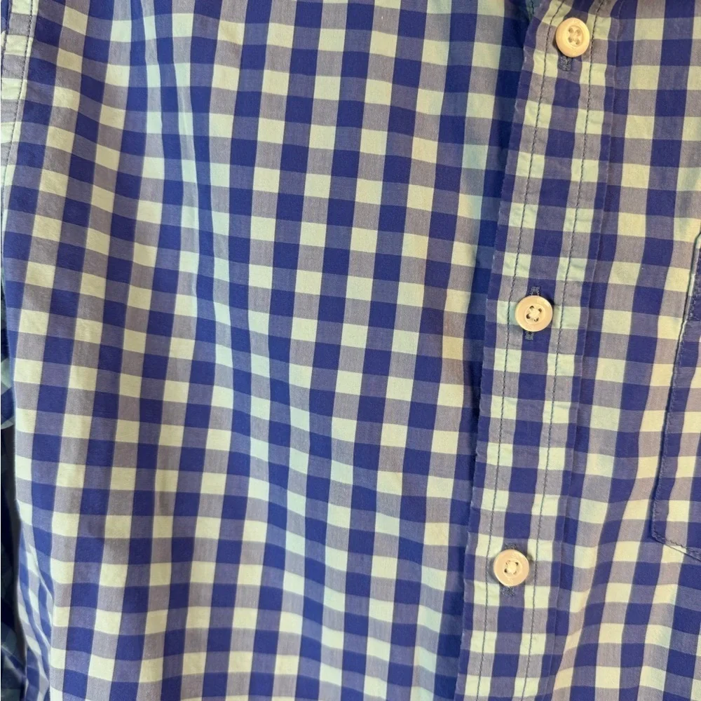 Banana Republic Lux Stretch Poplin Men's Blue & Mint Green Long Sleeve Shirt S